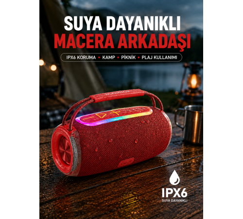 20W Kablosuz Bluetooth Hoparlör RGB Işık Efektli USB/SD/AUX Destekli
