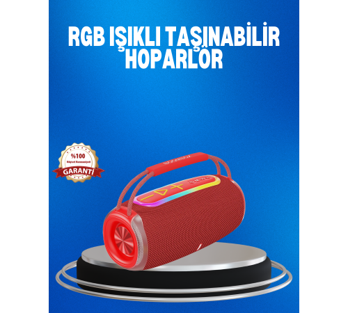 RGB LED Işıklı 20W Taşınabilir Hoparlör Bluetooth 5.3 + Type-C Şarj