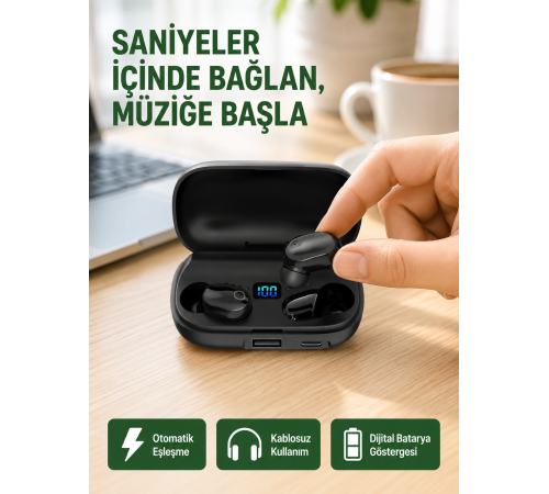 Yüksek Ses Kaliteli A10s TWS Bluetooth 5.0 Kablosuz Kulaklık Yeni Nesil