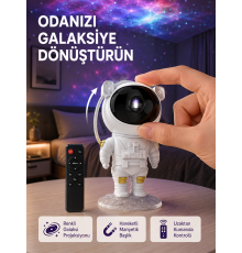 Astronot Şekilli Galaxy Projeksiyon Lambası Nebula Efektli Dekoratif Lamba