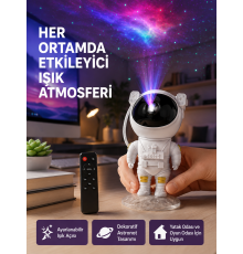 Astronot Yıldız Projeksiyon Lambası 8 Efektli Uzaktan Kumandalı Gece Işığı