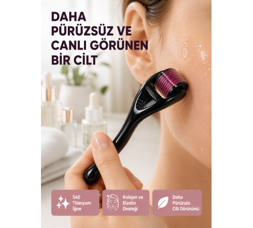 Dermaroller Titanyum 540 İğneli 1 mm Cilt Yenileme ve Anti Aging Etkisi