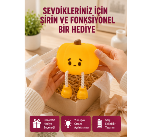 Şarjlı Pumpkin LED Masa Lambası Zamanlayıcılı Dokunmatik Yeni Nesil