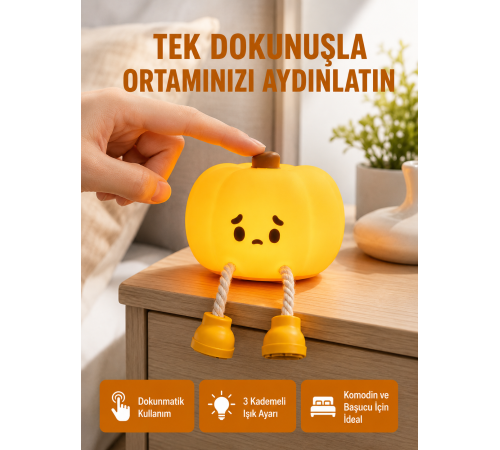 Silikon Pumpkin Night Light Telefon Tutuculu LED Lamba Yeni Nesil