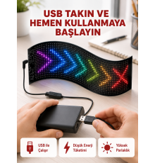 Kayan Yazı Destekli RGB LED Reklam Paneli USB ile Kolay Kurulumlu