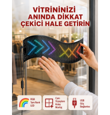 USB Girişli RGB LED Tabela Ayarlanabilir Parlaklık ve Kayan Yazı Özellikli