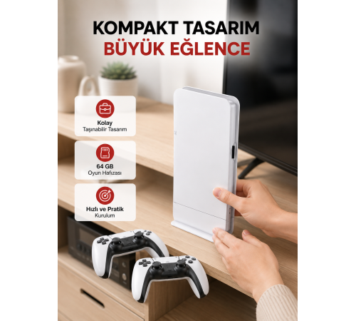 HDMI Çıkışlı Kablosuz 2 Kollu 4K Retro Oyun Kutusu