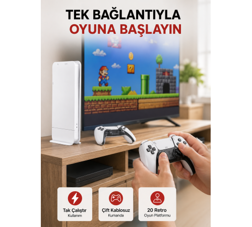 20.000 Klasik Oyun Dahili Kablosuz Kontrollü Oyun Kutusu