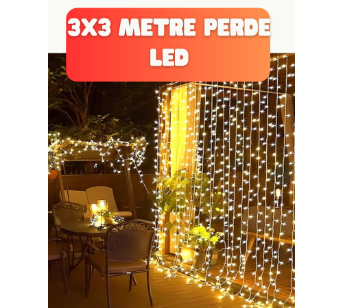 3x3 Metre Şelale LED Perde Işık İç Dış Mekân Dekorasyonu