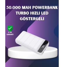 50000mAh Yüksek Kapasiteli Powerbank Hızlı Şarj ve LED Ekranlı