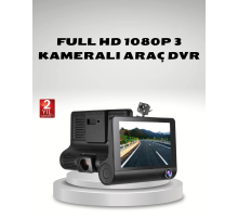 Araç Kamerası 3’lü Full HD DVR 1080P Gece Görüşlü ve G-Sensörlü
