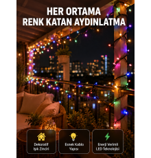 5 Metre Şeffaf Kablo LED Peri Işığı 50 Ampullü Dekoratif Led Yeni Nesil