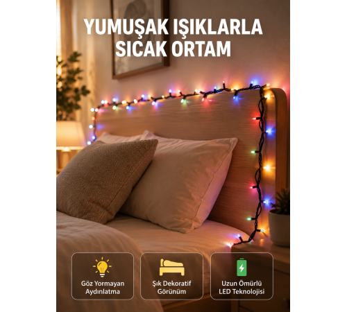 Enerji Tasarruflu Şeffaf Kablo 5 m 50 LED Dekor Işık Yeni Nesil
