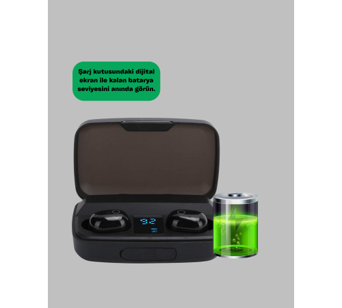 Dokunmatik Kontrollü ABS Malzemeli Bluetooth Kulaklık + Yüksek Kapasiteli Kutu