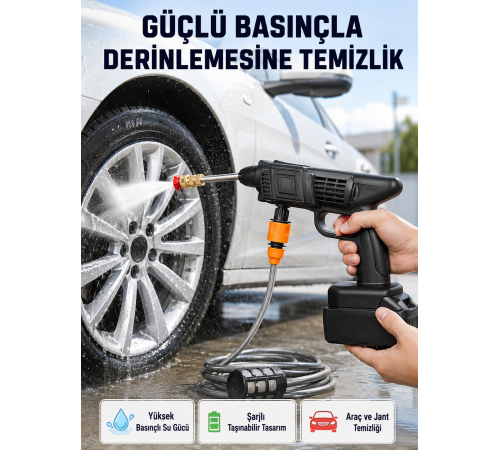 Taşınabilir Akülü Araba Yıkama Makinesi 1.7 MPa Basınçlı ve Ergonomik Tasarımlı