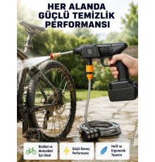 Akülü Araba Yıkama Makinesi 21V Güçlü Basınçlı ve Çift Akülü Taşınabilir