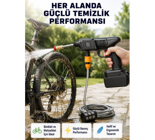 Akülü Araba Yıkama Makinesi 21V Güçlü Basınçlı ve Çift Akülü Taşınabilir