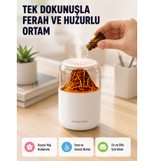 Ultrasonik Alev Efektli Aromaterapi Difüzörü USB Şarjlı ve Otomatik Kapanma Özellikli