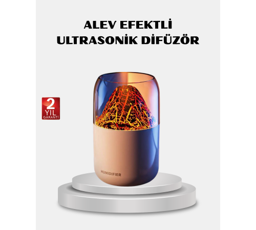 280ml Alev Işıklı Ultrasonik Hava Nemlendirici Sessiz ve USB Şarjlı