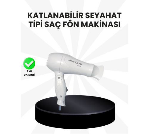 Katlanabilir Seyahat Tipi Saç Kurutma Makinesi Çift Kademeli Ayar
