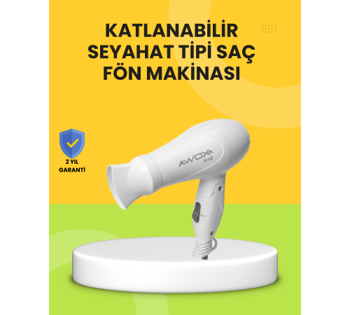 Katlanabilir Seyahat Tipi Saç Kurutma Makinesi Çift Kademeli Ayar