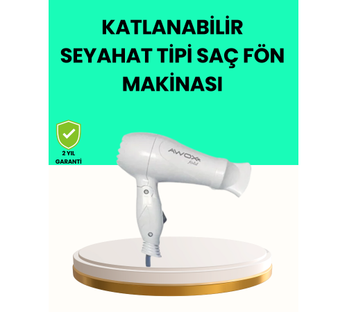 Katlanabilir Seyahat Tipi Saç Kurutma Makinesi Çift Kademeli Ayar