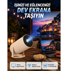 Full HD 4K Destekli Akıllı Projeksiyon – 130 inç Ekran, Uzun Ömürlü Ampul ve Çoklu Giriş