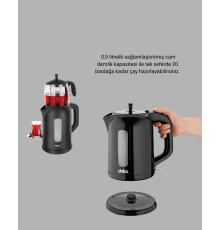 Çaycı Cam Demlikli 1800W Güçlü ve Sıcak Tutmalı Elektrikli Çay Makinesi