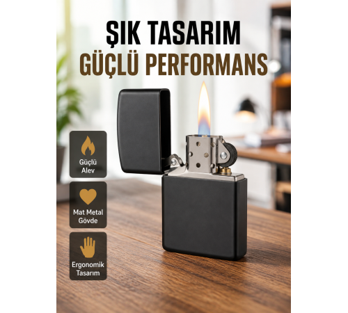 Tasarım Metal Çakmak Minimal Mat Yüzeyli ve Şık Görünümlü