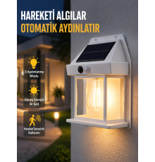 Üç Modlu Güneş Enerjili Duvar Lambası 1800mAh Bataryalı ve Hareket Sensörlü