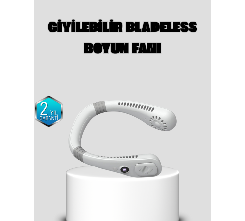 Giyilebilir Boyun Fanı 360° Dairesel Rüzgar ve 5 Kademeli Hız Ayarlı