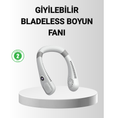 Giyilebilir Boyun Fanı 360° Dairesel Rüzgar ve 5 Kademeli Hız Ayarlı