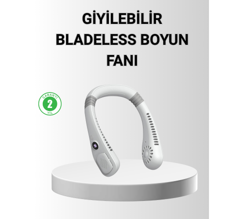 Giyilebilir Boyun Fanı 360° Dairesel Rüzgar ve 5 Kademeli Hız Ayarlı
