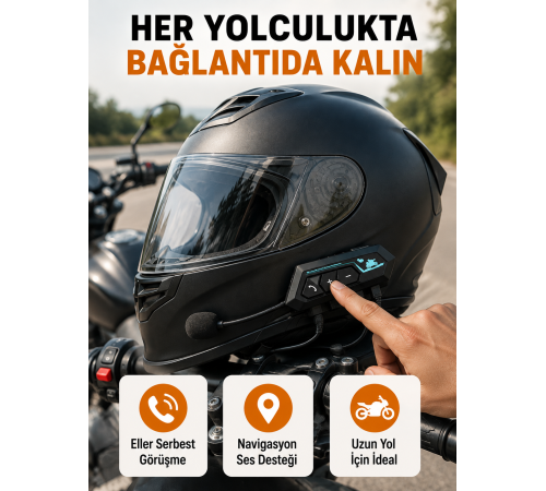 BT22 Kask Bluetooth Kulaklık 5.0 – Suya Dayanıklı, Gürültü Önleyici, Uzun Pil Ömürlü Yeni Nesil