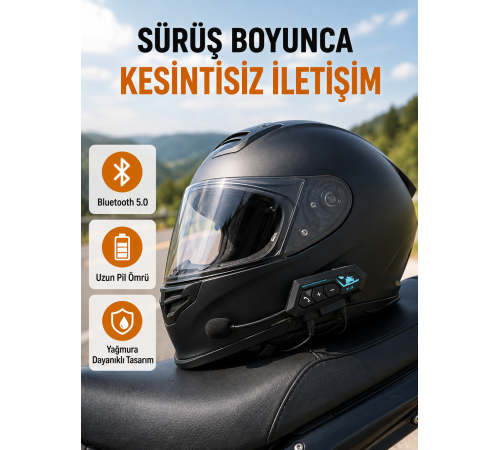 Motosiklet Kask Kulaklığı Bluetooth 5.0 Gürültü Önleme ve Hızlı Bağlantı Yeni Nesil