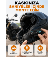 BT22 Kask İçi Bluetooth Kulaklık Hızlı Eşleşme ve Gürültü Önleyici Mikrofon Yeni Nesil