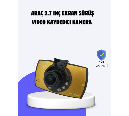 Araç İçi HD DVR Kamera G Sensor ve Hareket Algılama Özellikli