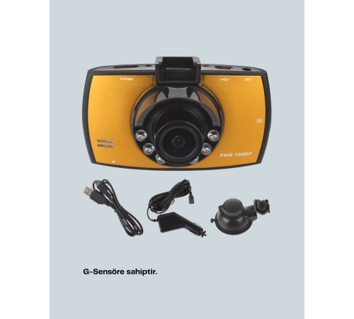 HD Araç Kamerası 2.7 İnç Ekran G Sensor Destekli