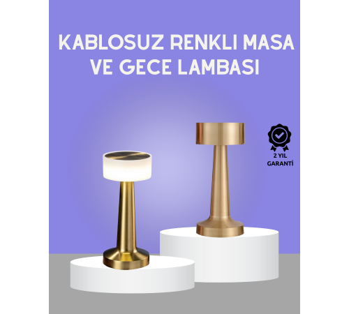 Touch Gece Lambası – Dokunmatik Kontrol, Kablosuz Kullanım, Metal Gövde