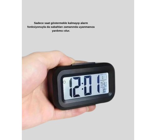 Dijital Masa Saati Sensörlü Aydınlatmalı Alarm ve Sıcaklık Ölçerli