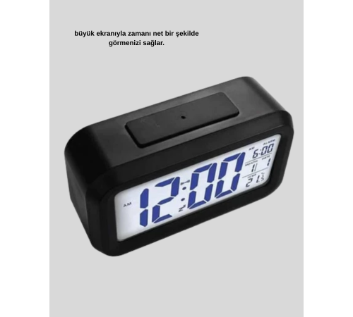 Dijital Masa Saati Sensörlü Aydınlatmalı Alarm ve Sıcaklık Ölçerli