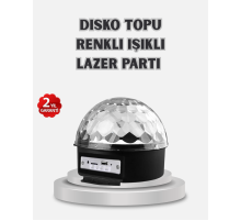 LED Disko Küresi Bluetooth Hoparlörlü Ritimle Senkronize Döner Işıklı