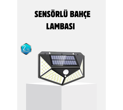 Güneş Enerjili 100 LED Dış Mekan Lamba Hareket Sensörlü, Uzun Süreli Şarj Solar Aydınlatma