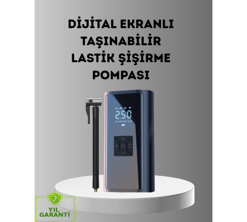 Kablosuz Dijital Lastik Şişirme Pompası LED Işıklı 80W