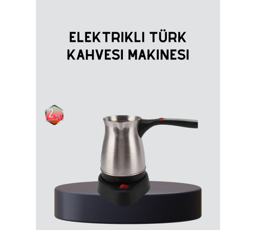 Paslanmaz Çelik Elektrikli Cezve 800W 6 Fincan Kapasiteli