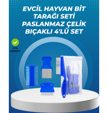 Kedi, Köpek ve Küçük Hayvanlar İçin 4 Parça Ergonomik Tarak Takımı