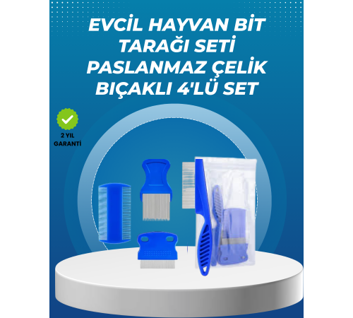 Kedi, Köpek ve Küçük Hayvanlar İçin 4 Parça Ergonomik Tarak Takımı