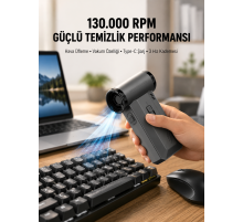 130000 RPM Çok Fonksiyonlu Şarjlı Hava Üfleme ve Vakum Temizlik Cihazı