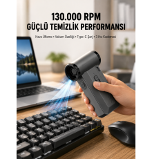 130000 RPM Çok Fonksiyonlu Şarjlı Hava Üfleme ve Vakum Temizlik Cihazı
