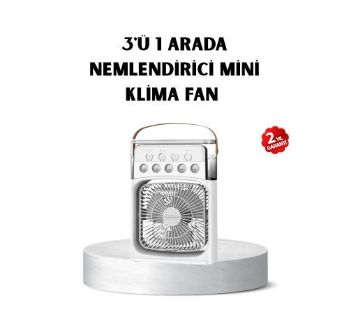 Taşınabilir Mini Klima Fan 3’ü 1 Arada Soğutucu, Nemlendirici ve Gece Lambası